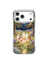 Sisters picnic circle iPhone case pattern in a softly painted ghost orchard