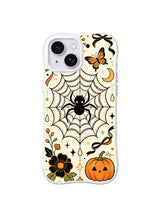 Moonlit Spider Lace Bloom pattern on a white iPhone 14 case
