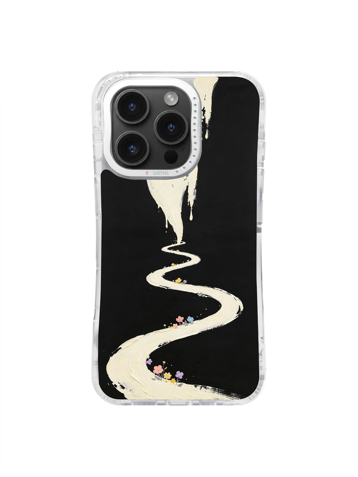 Moonlit Trail narrow cream path and flower pattern case