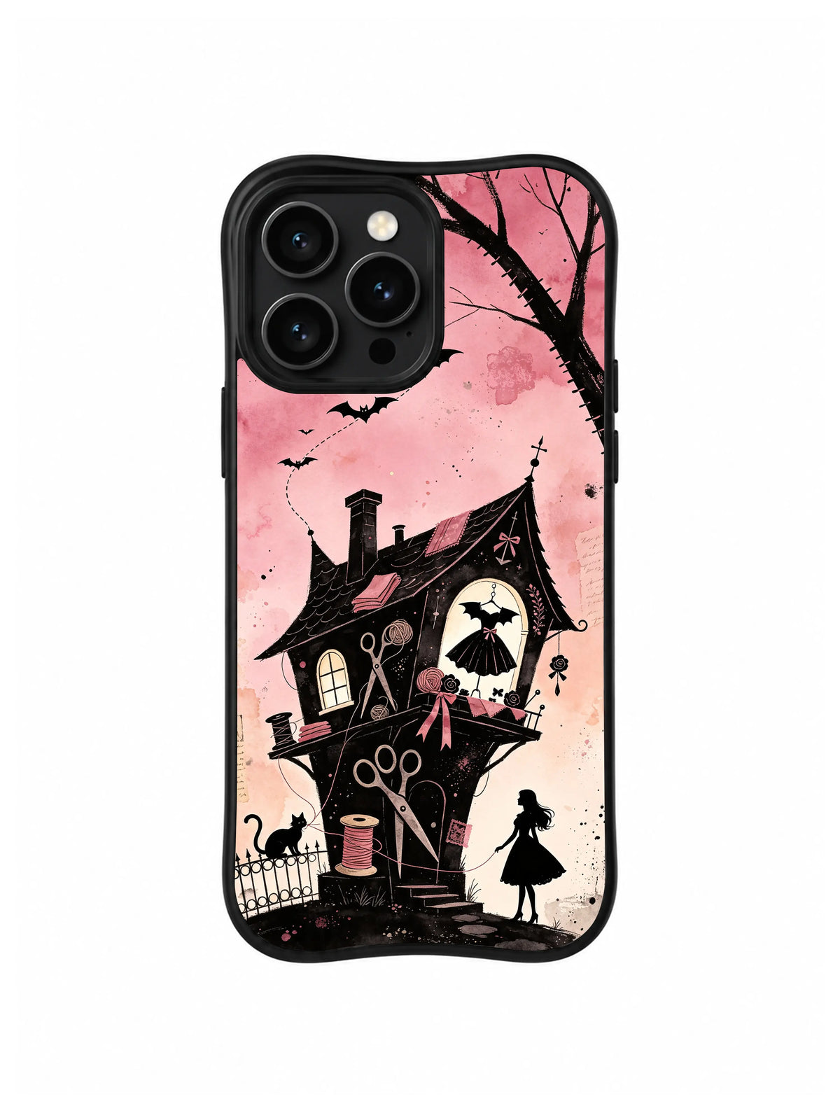 Moonlit Wish Tailor House iPhone 13 Pro case – Dream Thread Balcony pattern by Vesper Rosethorn