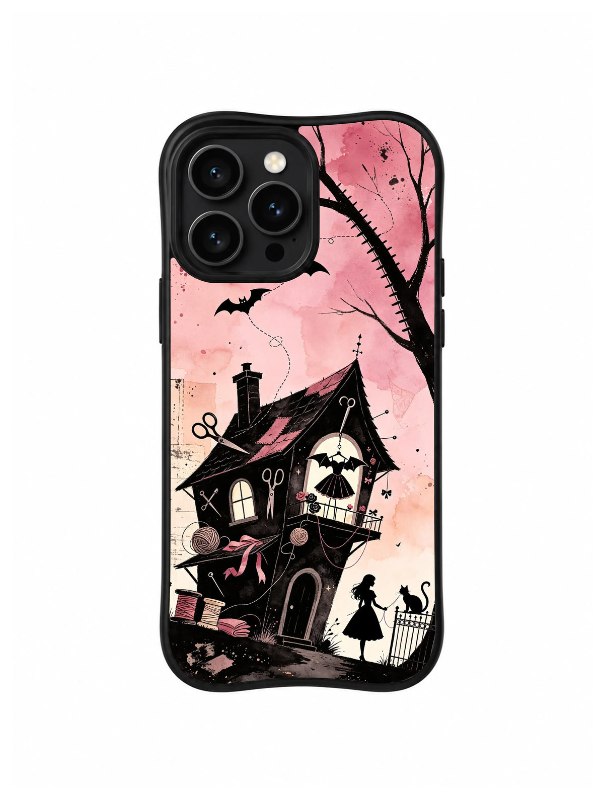 Moonlit Wish Tailor House iPhone 13 Pro case – Patchwork Dress House pattern by Vesper Rosethorn