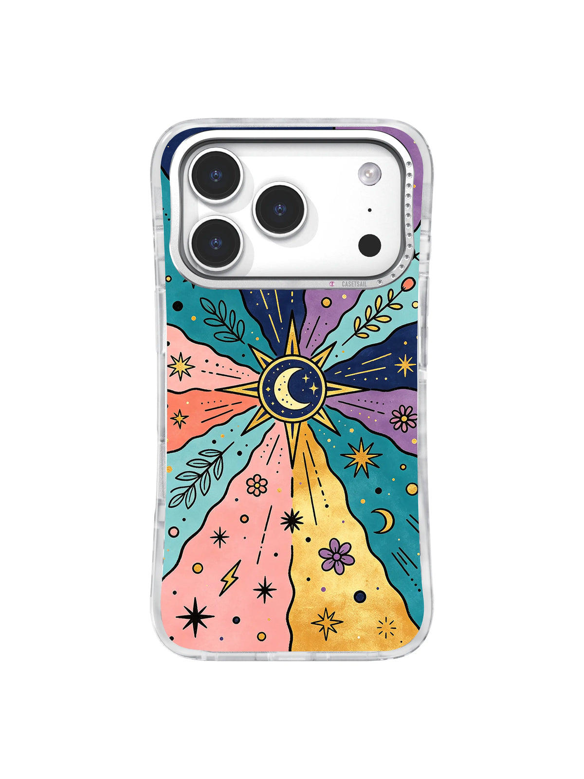 Moonrise Meadow celestial pattern iPhone 17 Pro case