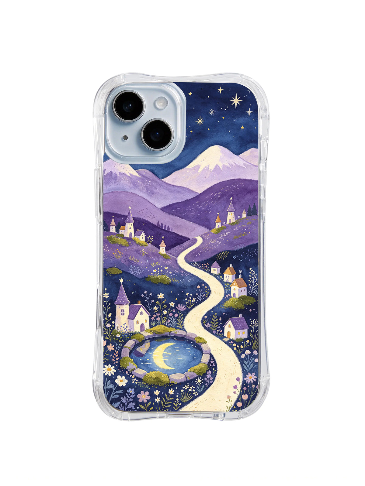 Lavender Moonwell Meadow iPhone 14 case art by Tessa Bellwyn