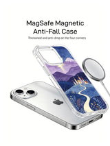 Angled view of Moonwell Village iPhone 14 case