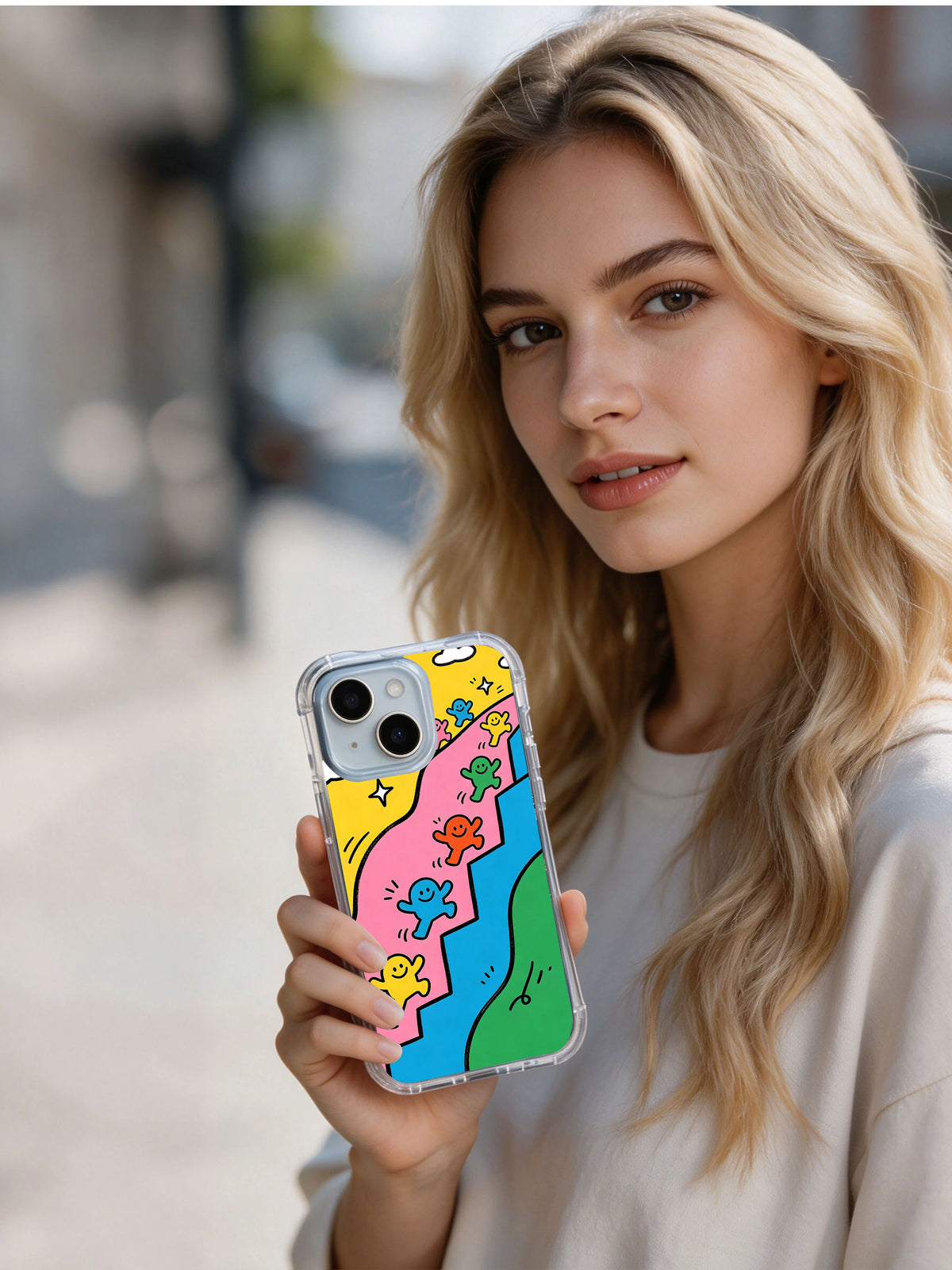 Morning Light Parade artist-designed iPhone 14 case lifestyle