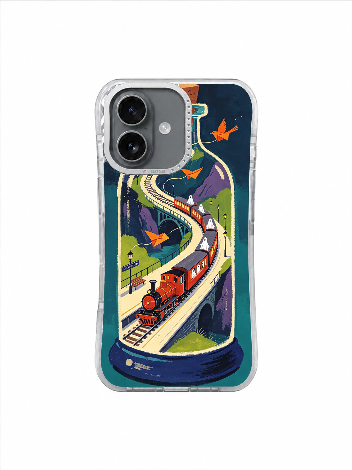 Morning Line Locomotive hopeful ghost train artwork on an iPhone case