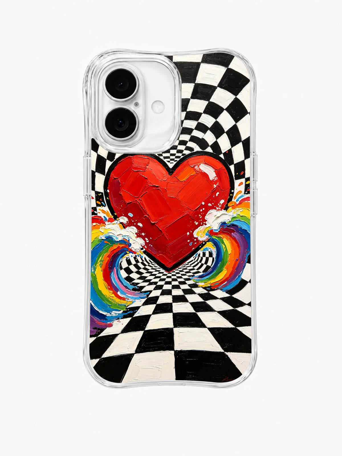 Mosaic Love Loop pattern iPhone 16 Plus case