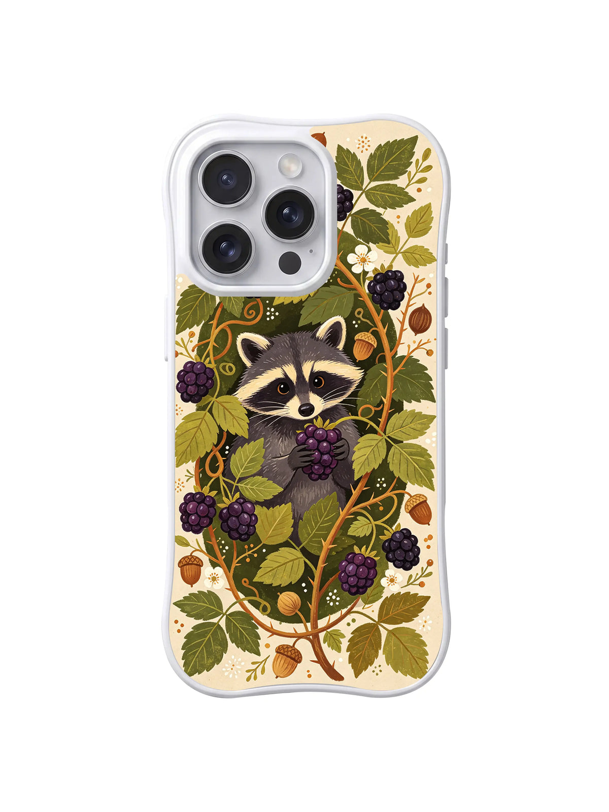 Mossy Blackberry Raccoon pattern swatch