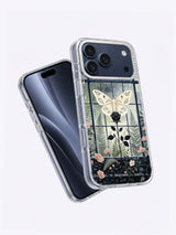 Angled view of The Moth Conservatory iPhone case