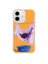 Cobalt Basin and stained handkerchief artwork on an iPhone 16 case
