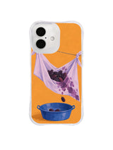 Falling Berry above a cobalt basin on an iPhone 16 case