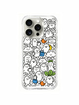 Subtle multicolor spot highlighted monster commute art iPhone 15 pro Case, limited collection phone casing curated by PhoneCasing, unique gift option art phone cover for her.