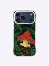 The Mushroom After-Hours crooked path artwork on an iPhone case