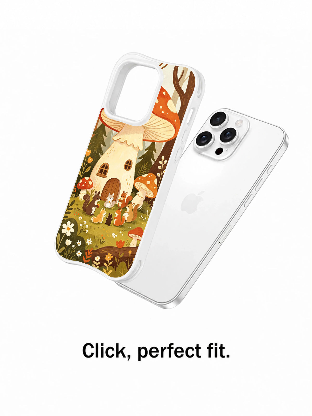 Mushroom Village Dream iPhone 16 Pro case fit view