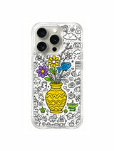 Naive hand-drawn vase surprise sketch iPhone 15 pro Case, tough scratch-resistant phone casing, original collab artist phone cover by PhoneCasing.
