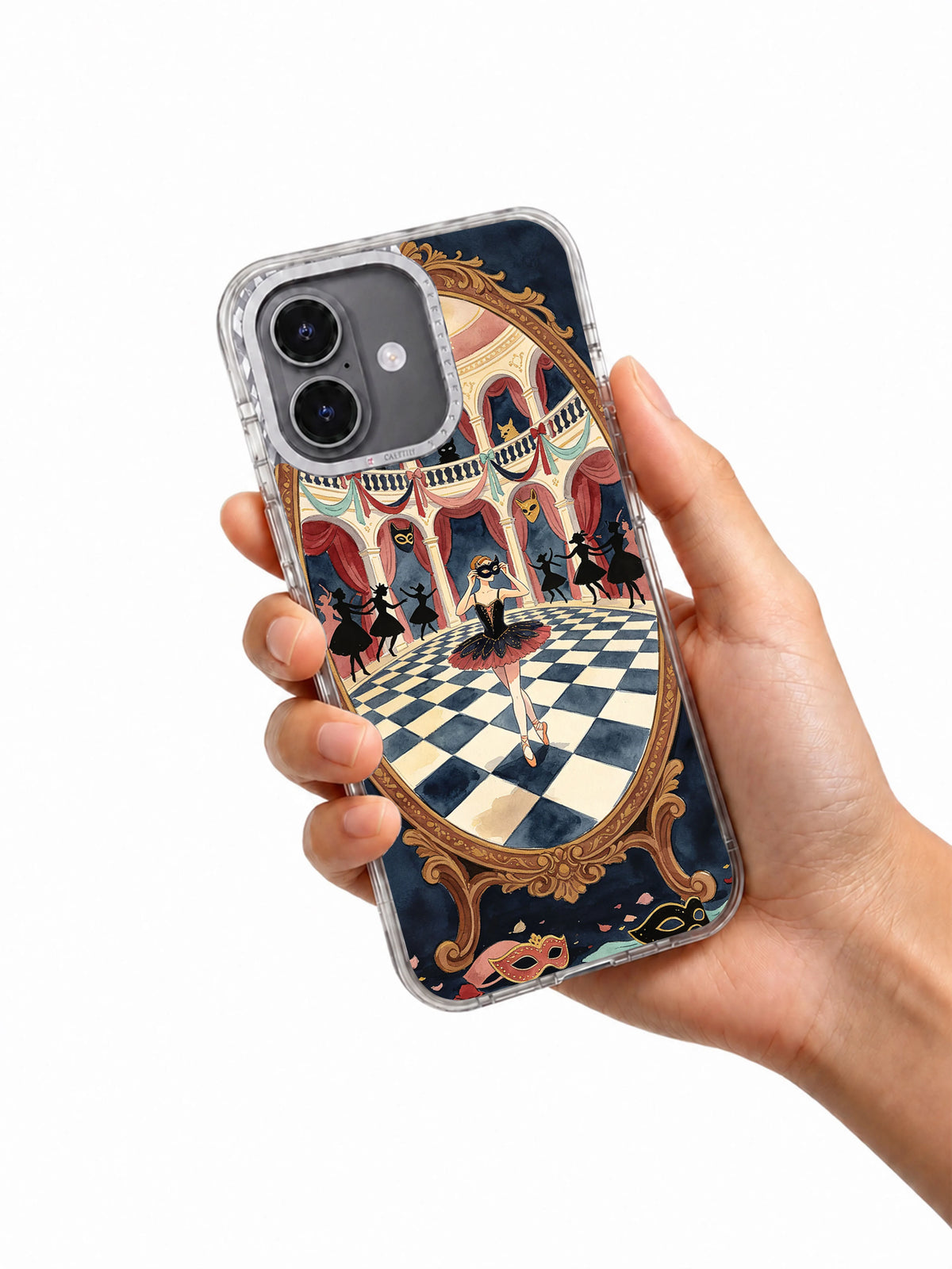 Nameless Masquerade iPhone case held in hand
