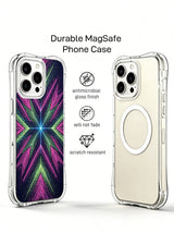 iPhone 14 Pro Max case with neon radial dot pattern