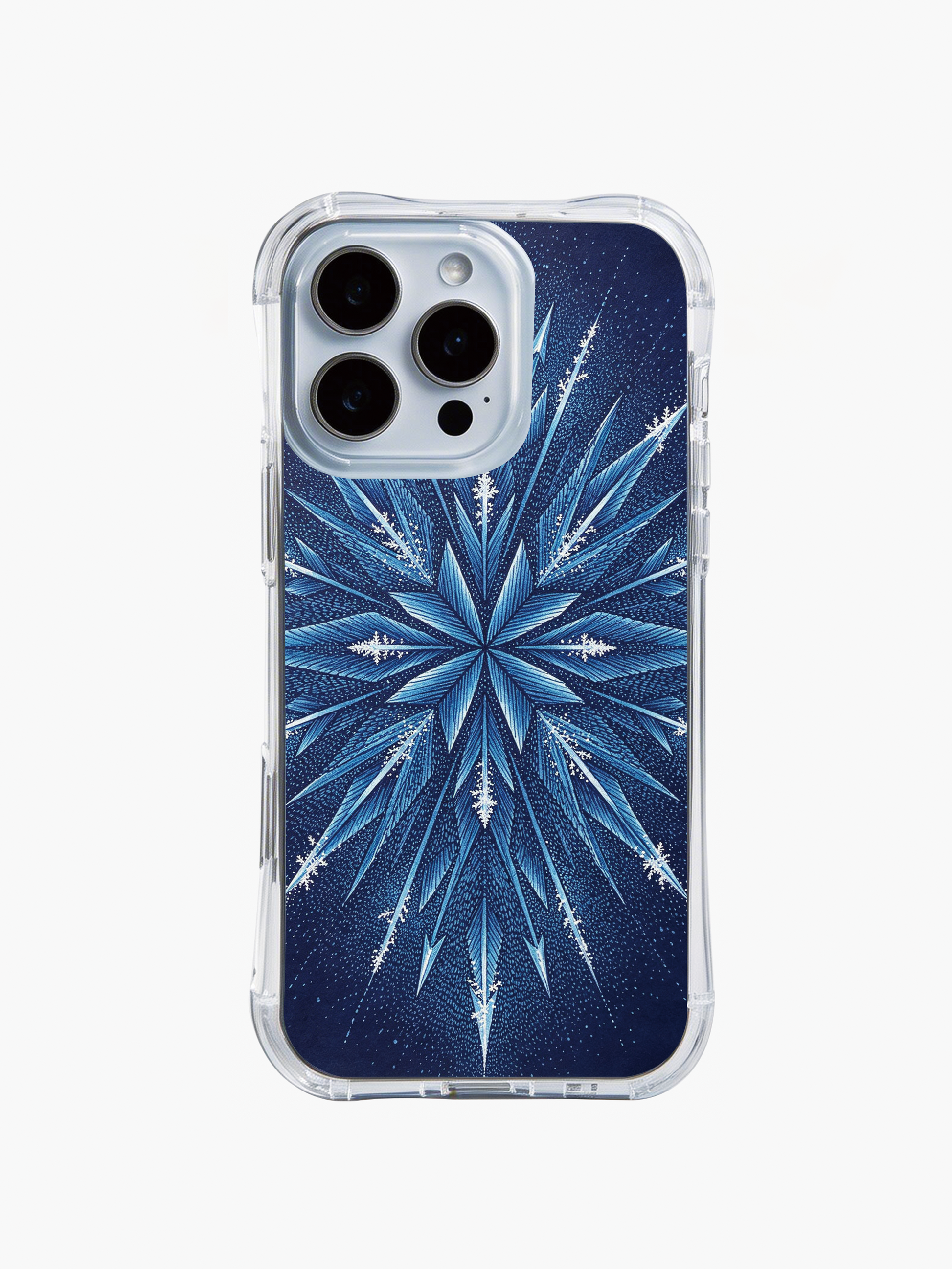 PhoneCasing iPhone 14 Pro Max Case with Navajo snowflake geometric pattern, premium clear case with anti-drop protection.
