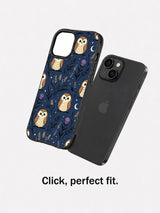 Navy Owl Thistle Meadow: case shown separately beside a phone.