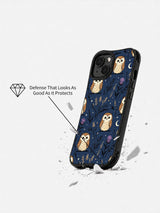 Navy Owl Thistle Meadow iPhone 14 Plus case impact view