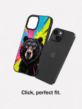 Neon Bear Wild Heart iPhone 15 Plus case fit view