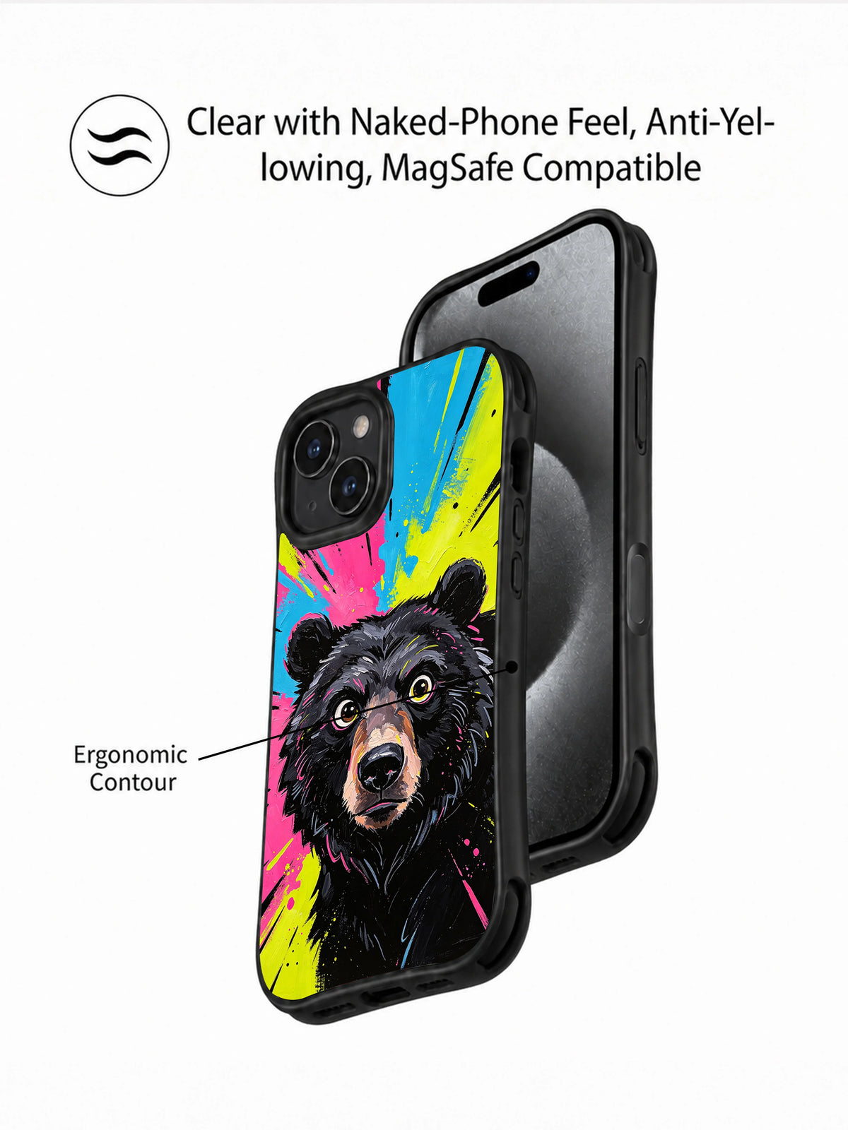 Neon Bear Wild Heart bear case handheld angle