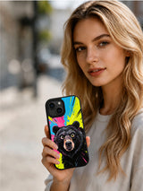 Neon Bear Wild Heart iPhone 15 Plus case lifestyle view