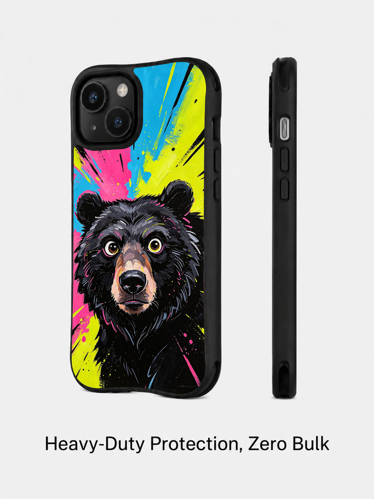 Neon Bear Wild Heart iPhone 15 Plus case side profile