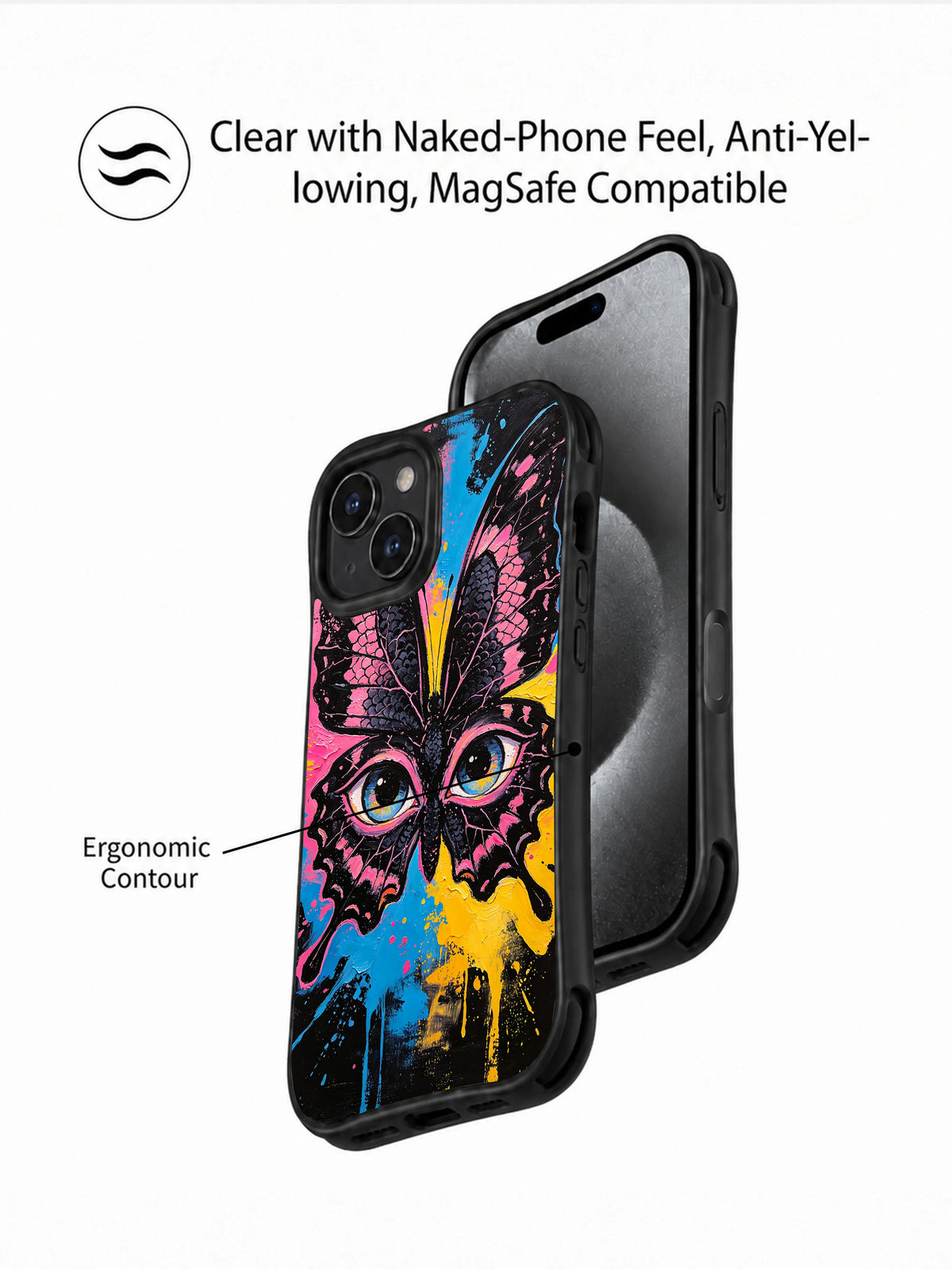 Neon Butterfly Guardian butterfly case handheld angle