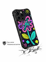 Neon Garden Dreams hand drawn pop art iPhone 16 Pro case view 4