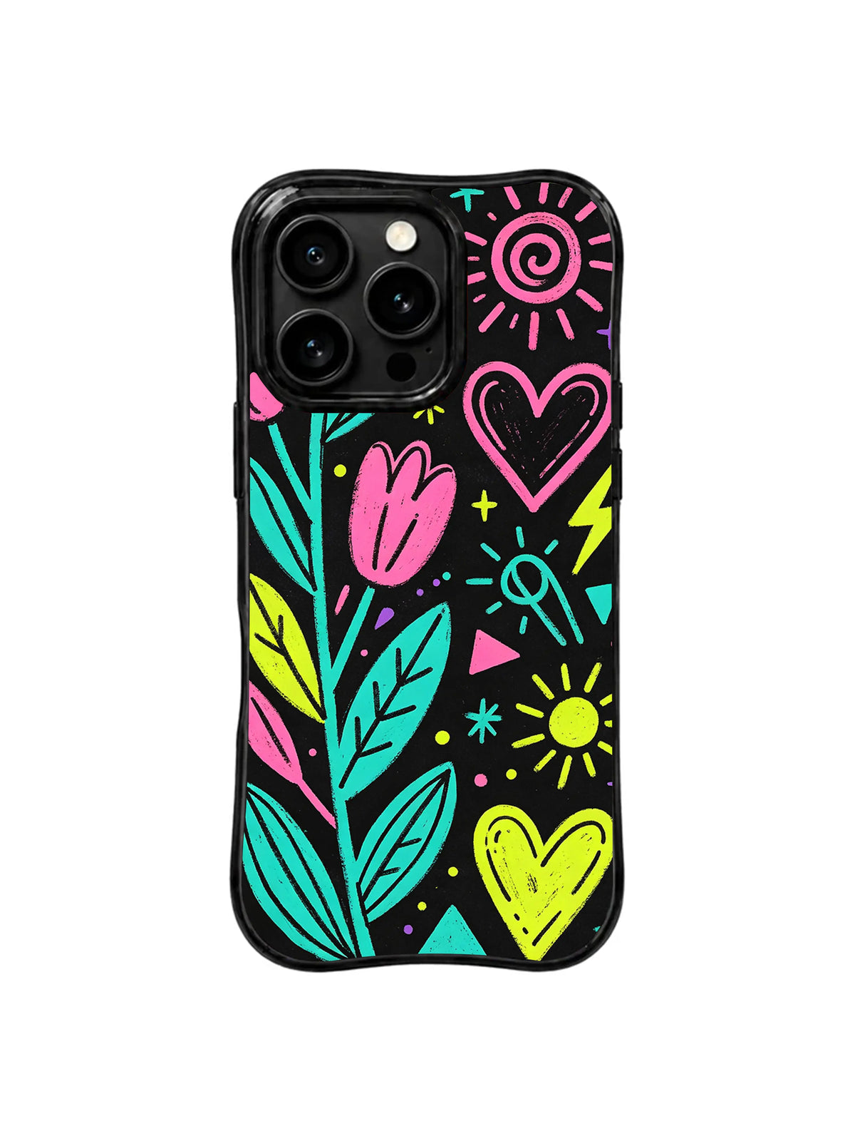 Electric Heart Garden pattern iPhone 16 Pro case