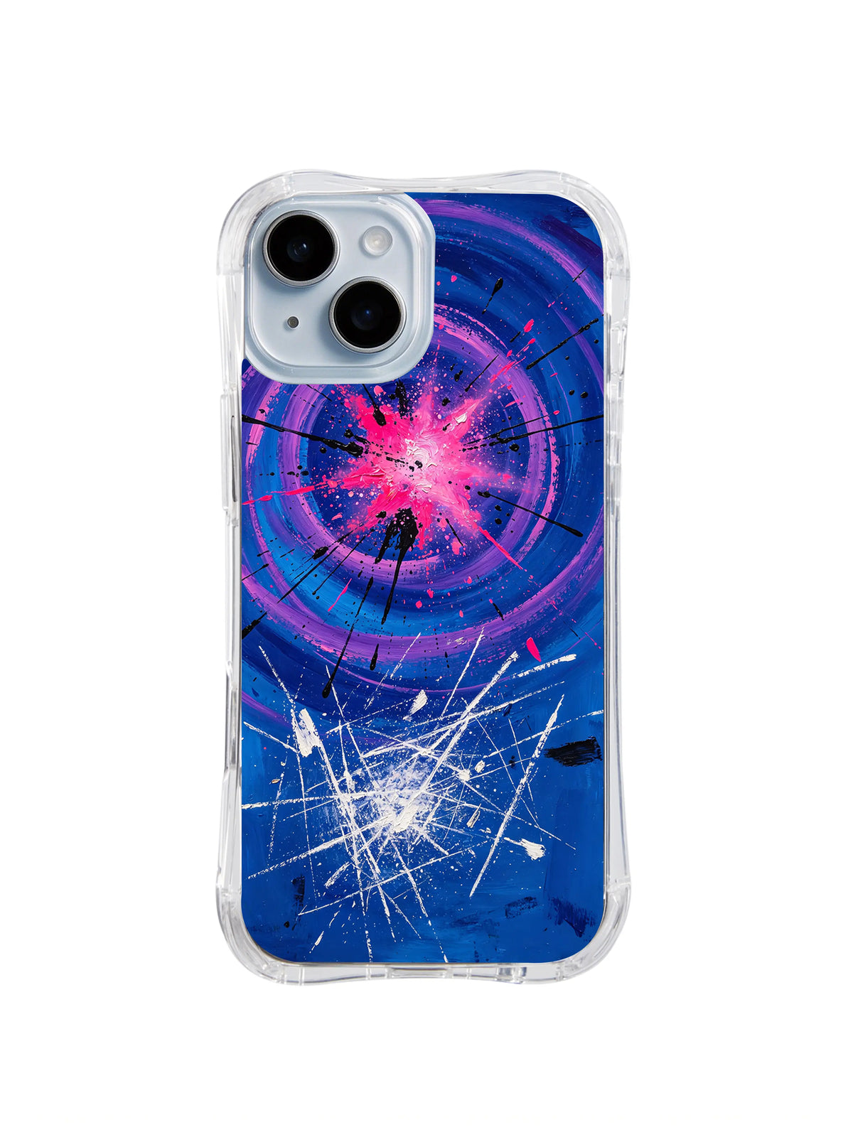 Midnight Orbit Signal electric blue abstract iPhone 15 Plus case