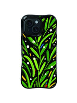 Bright Meadow Stems hand-painted green pattern iPhone 15 Pro case