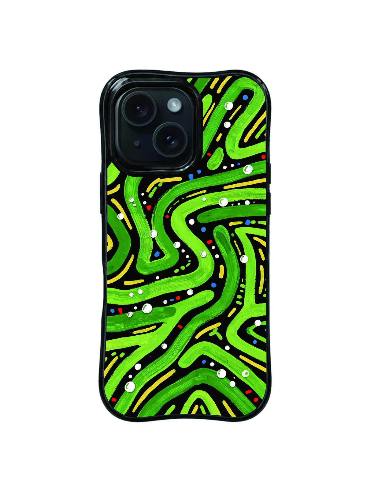 Green Maze hand-painted green pattern iPhone 15 Pro case