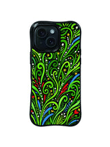 Midnight Wildflowers hand-painted green pattern iPhone 15 Pro case