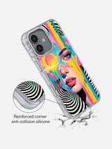 Neon Muse illustrated iPhone 17 case detail