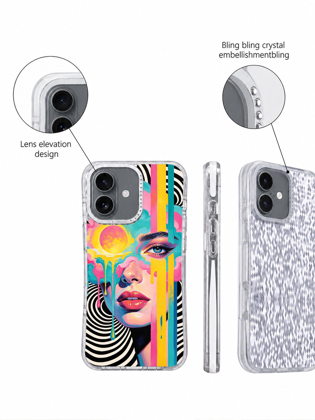 Neon Muse pop surrealist iPhone 17 case lifestyle