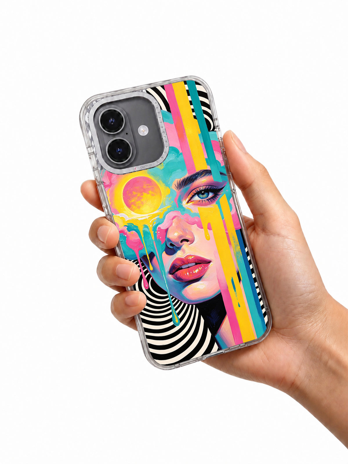 Neon Muse portrait phone case camera detail
