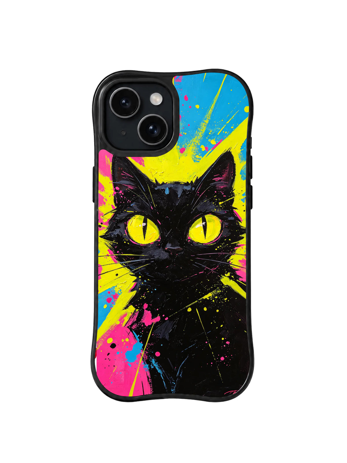 Acid Yellow Guardian black cat iPhone 15 Plus case