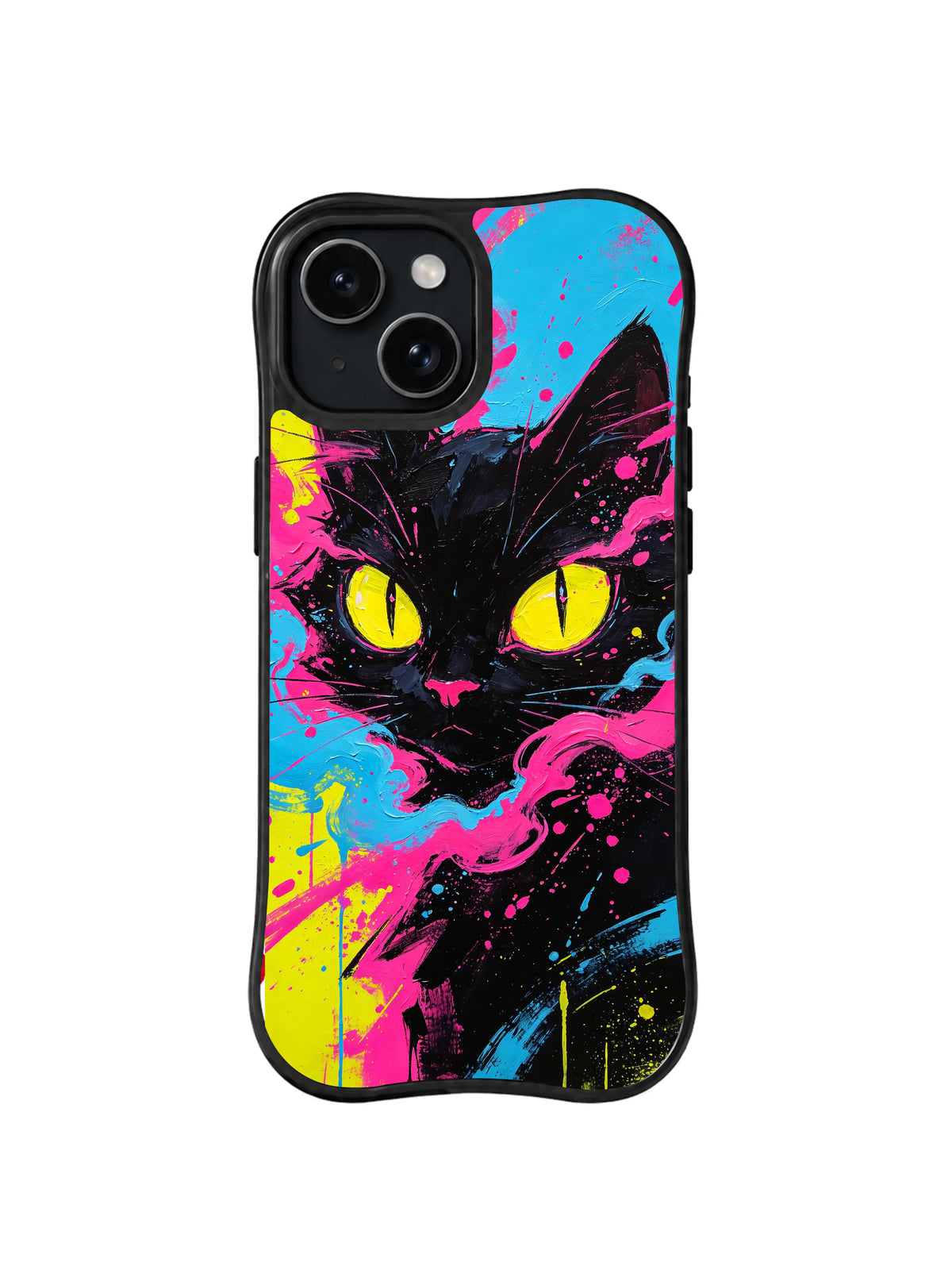 Electric Whisker Storm neon cat iPhone 15 Plus case