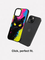 Neon Shadow Cat colorful black cat case lifestyle view