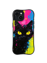 Neon City Sentinel black cat art iPhone 15 Plus case