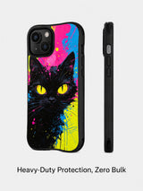 Neon Shadow Cat iPhone 15 Plus case protection detail