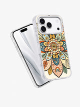 Blooming Shapes floral art iPhone 17 Pro case angled view