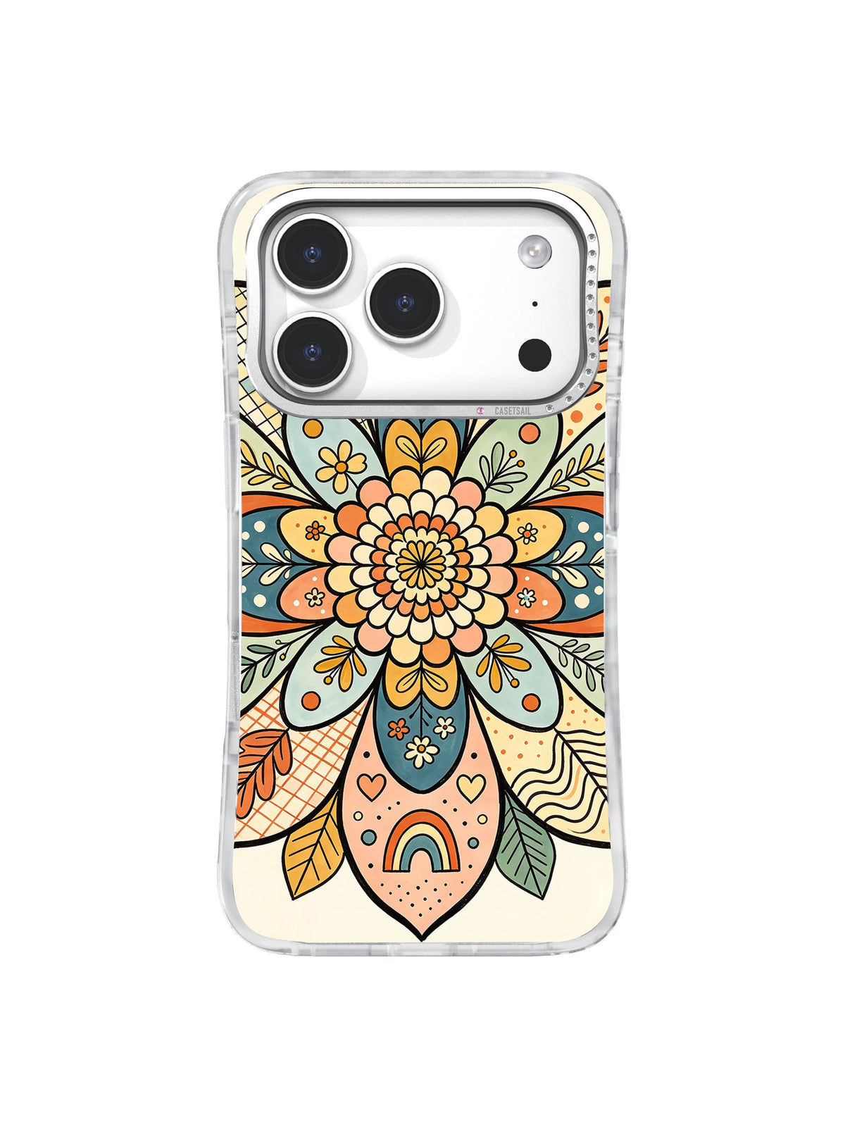 Golden Folk Bloom pattern iPhone 17 Pro case