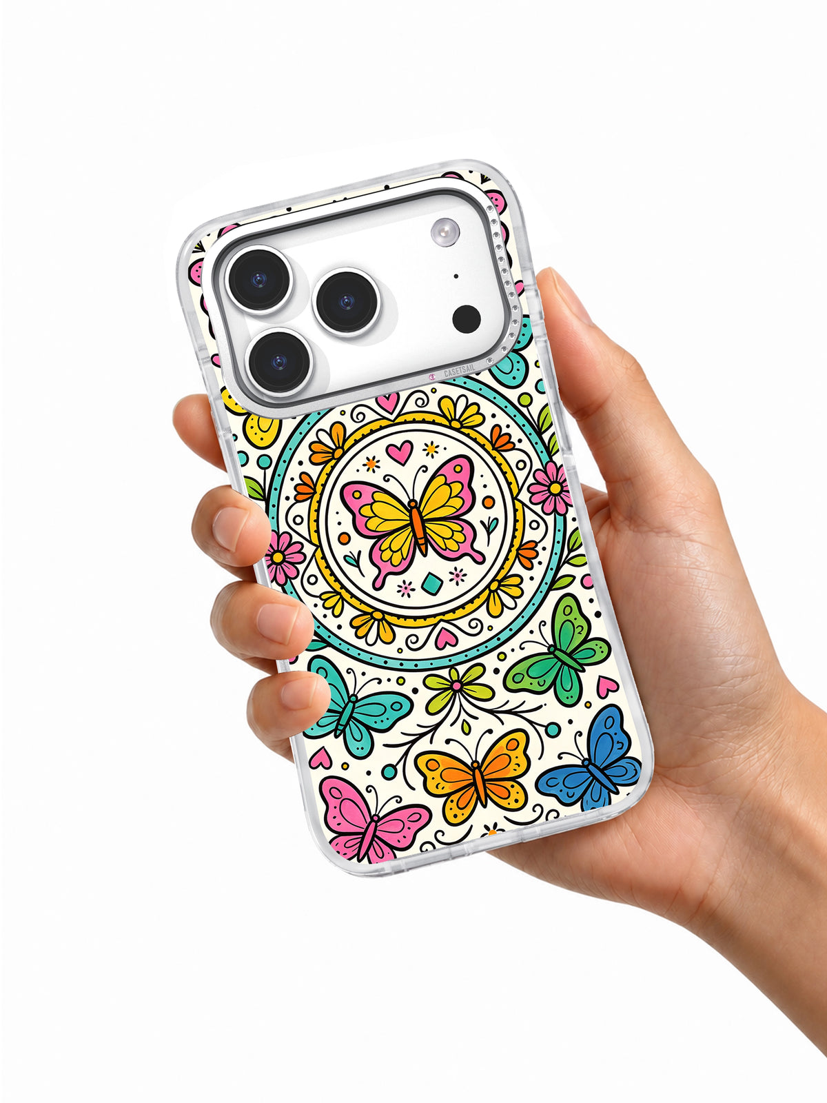 Butterfly Color Journey iPhone 17 Pro case in hand