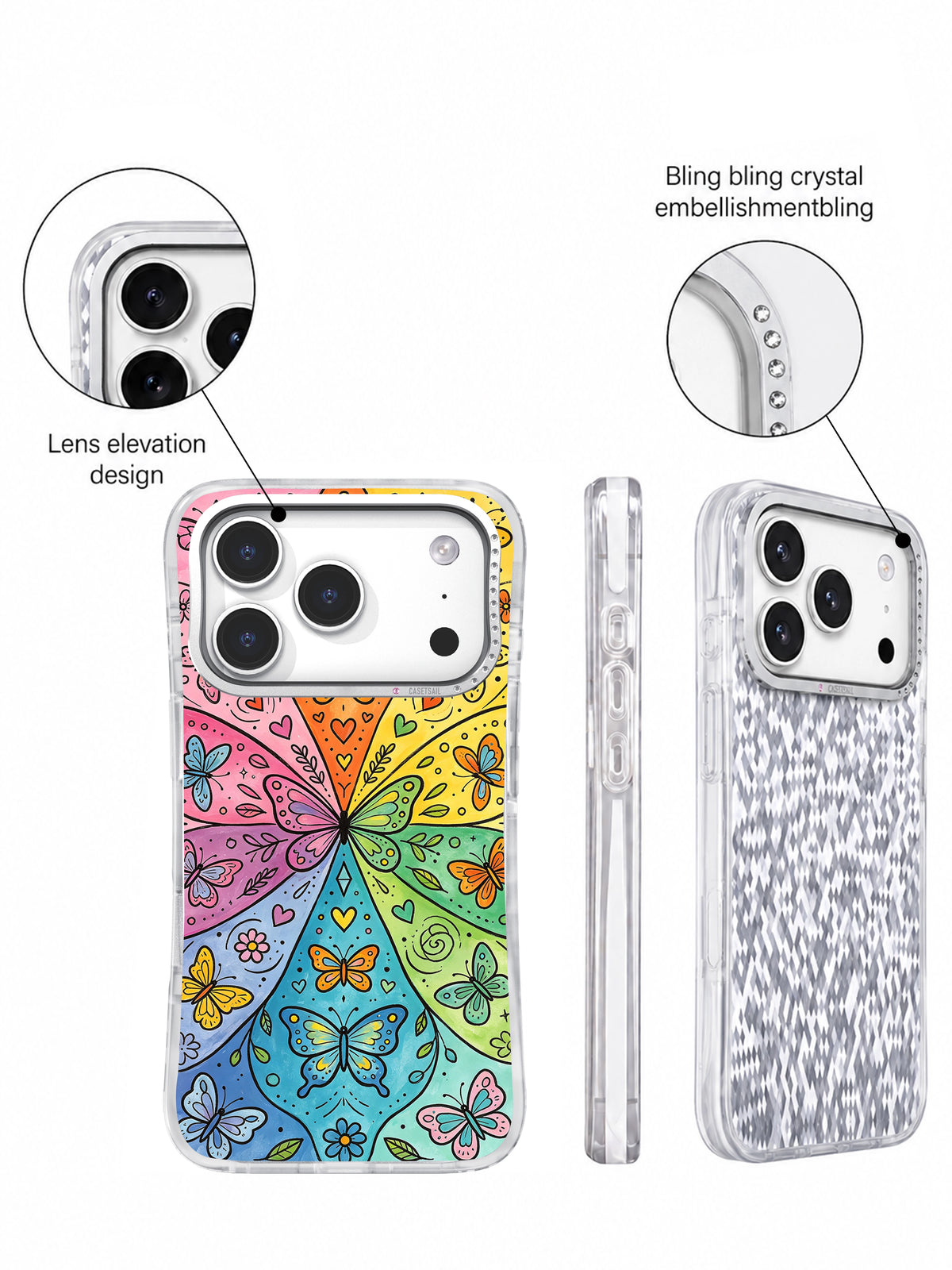 Butterfly Freedom Garden iPhone 17 Pro case camera and protective detail