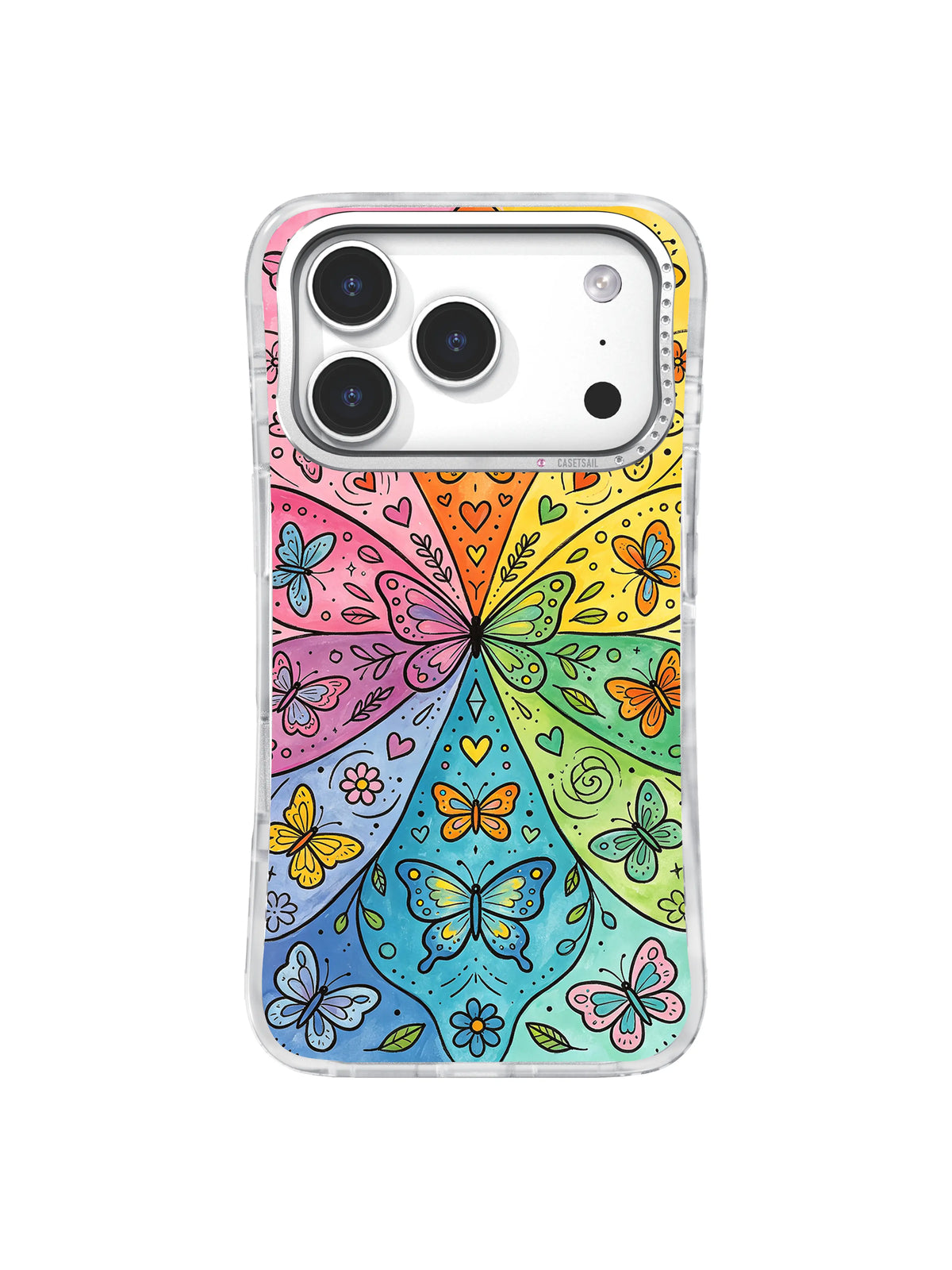 Rainbow Butterfly Compass iPhone 17 Pro case pattern