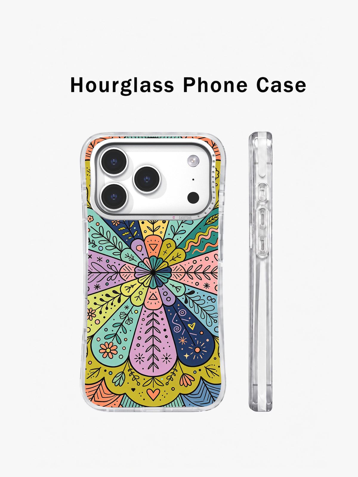 Colorful Inner Garden iPhone 17 Pro case front and side view