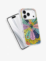 Colorful Inner Garden art iPhone 17 Pro case angled view